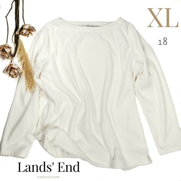 New Lands' End Cream Super Soft Fleece Pullover Sz XL / 18 - Picture 1 of 13